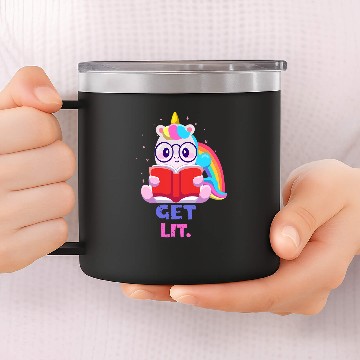 Discover Book Readers Get Lit Reading Books Funny Unicorns Baseball Tees 14oz Stainless Steel Tumblers