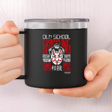 Discover sumos Wrestling Old School Grappling White and Red Design Baseball Tees 14oz Stainless Steel Tumblers