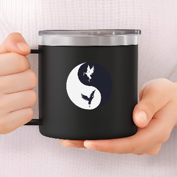 Discover Tai Chi White Crane Yin Yang Qi Gong Chinese White Bird 14oz Stainless Steel Tumblers