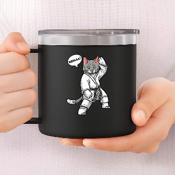 Discover Karate Cat Black Belt Martial Art Training Taekwondo 14oz Stainless Steel Tumblers
