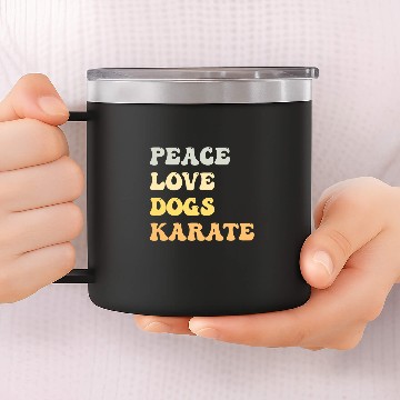 Discover Peace Love Dogs Karate Funny Retro 14oz Stainless Steel Tumblers