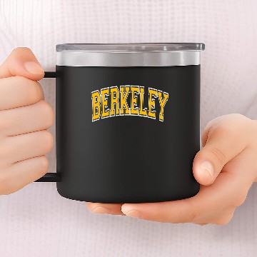 Discover Berkeley Varsity Style Amber Text Zip 14oz Stainless Steel Tumblers