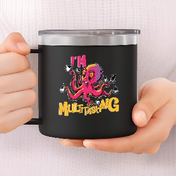 Discover CF Coffee Funny Coffee Multitasking Squid Octopus 14oz Stainless Steel Tumblers
