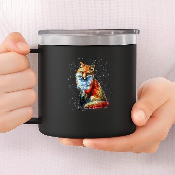 Discover Fox Lover Hand painted Fox 14oz Stainless Steel Tumblers