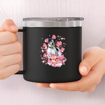 Discover Dog Rat Terrier Cherry Blossom Flowers Zip 14oz Stainless Steel Tumblers