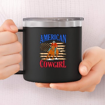 Discover American Cowgirls Barrel Racing Horse Racer Horses Graphic 14oz Stainless Steel Tumblers