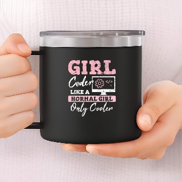 Discover Funny Girl Coder Computer Programming Code Web Developers 14oz Stainless Steel Tumblers