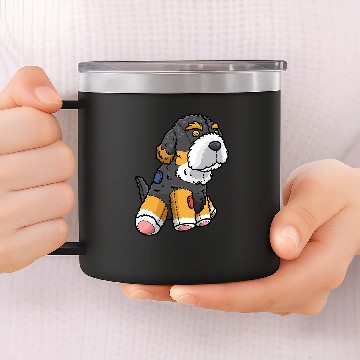 Discover Bernedoodle Dog Stuffed Animal 14oz Stainless Steel Tumblers