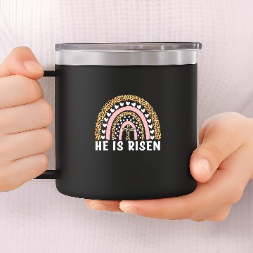 Discover Christian He Is Risen Leopard Rainbow Christian Jesus Happy Easter Day Christ Baseball Tees 14oz Stainless Steel Tumblers