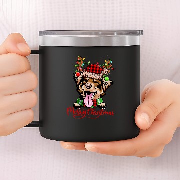 Discover Australian Shepherd Dog Reindeer Christmas Light Dog Lover 122 Zip 14oz Stainless Steel Tumblers
