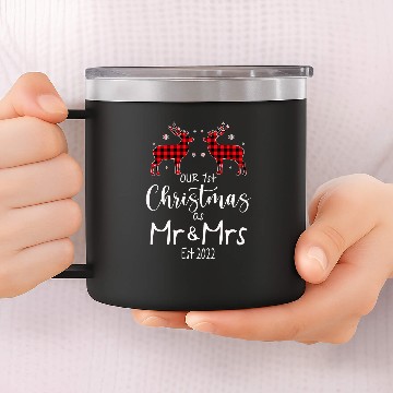 Discover Couple Wife Husband Our First Christmas As Mr Mrs 2022 343 Zip 14oz Stainless Steel Tumblers