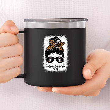 Discover Bleached Bernese Mountain Mama Messy Bun Glasses Dog Owner 14oz Stainless Steel Tumblers