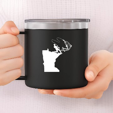 Discover Fishing Funny Minnesota Fishing MN Love To Fish Fisher 14oz Stainless Steel Tumblers