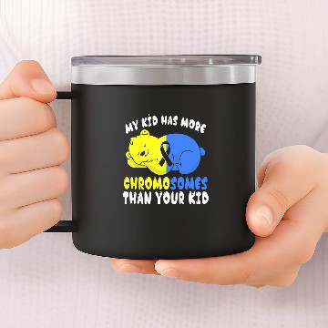 Discover Blue Yellow Ribbon Animal Cute Bear Down Syndromes Awareness Zip 14oz Stainless Steel Tumblers