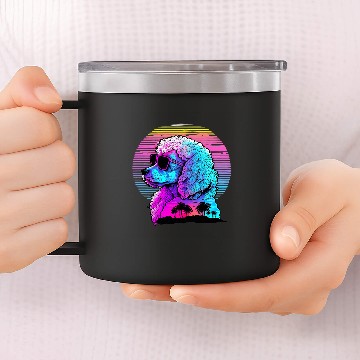 Discover Poodles Synthwave Sunset Aesthetic Poodle dog 14oz Stainless Steel Tumblers