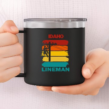Discover Electrical Idaho Lineman Sunset Electrician Zip 14oz Stainless Steel Tumblers