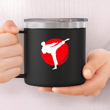 Discover Karate Kick Symbol Karateka 14oz Stainless Steel Tumblers