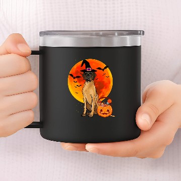 Discover Dog Great Dane Halloween Brown Great Dane Jack O Lantern Pumpkin Baseball Tees 14oz Stainless Steel Tumblers