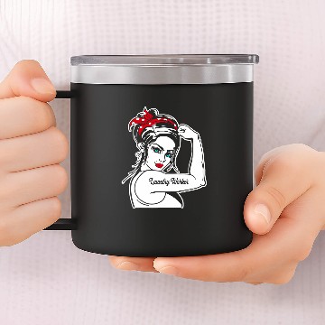 Discover Female Laundry Worker Rosie The Riveter Pin Up Girl Laundry 14oz Stainless Steel Tumblers