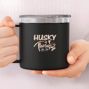 Discover Dog Husky Cute Husky Is Therapy Dog Lover Dog Mom Graphic Baseball Tees 14oz Stainless Steel Tumblers