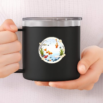 Discover Bold and Playful Statement Fun and Whimsical Koi Fish 14oz Stainless Steel Tumblers