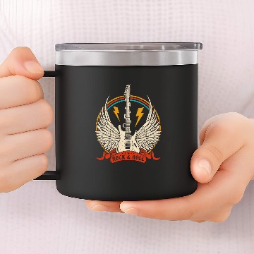 Discover Guitarist vintages 80s Rock Roll Music Guitar Lover Funny Distressed Guitar 14oz Stainless Steel Tumblers