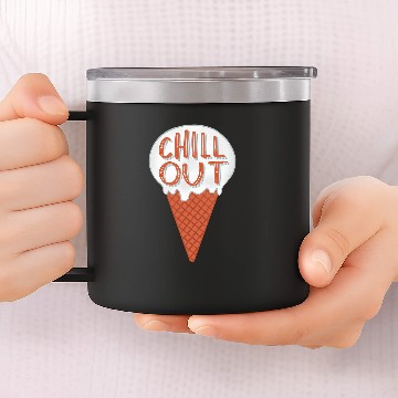 Discover Chill Out Ice Cream Lettering Illustration 14oz Stainless Steel Tumblers