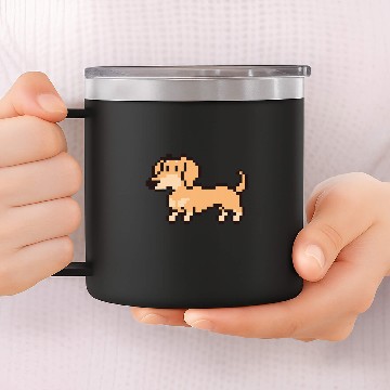 Discover Dachshund 8 Bit Pixel Art Cream Baseball Tees 14oz Stainless Steel Tumblers