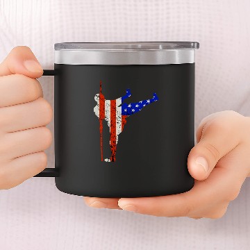 Discover Funny Kung Fu 4th of July Cool American Flag Kung Fu Zip 14oz Stainless Steel Tumblers
