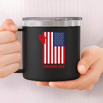 Discover American Flag Lineman Dad Electrical Worker Baseball Tees 14oz Stainless Steel Tumblers