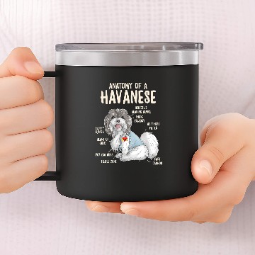 Discover Dog Havanese Anatomy of A Havanese Dog Owner Puppy Funny Cute 3 Zip 14oz Stainless Steel Tumblers
