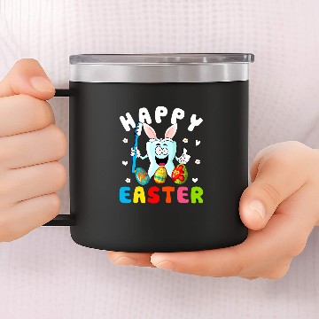 Discover happy easter egg hunt dentists gift easter bunny dental assis 14oz Stainless Steel Tumblers