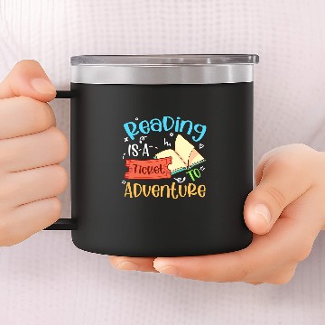 Discover Reading Book Adventure Funny Librarian Bookworm Book Lover Reader 14oz Stainless Steel Tumblers