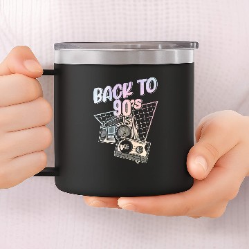Discover Back To 90s Cassette Mixtape 14oz Stainless Steel Tumblers