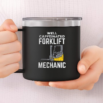 Discover Caffeinated forklift mechanic forklift operator Mover 14oz Stainless Steel Tumblers Baseball Tees