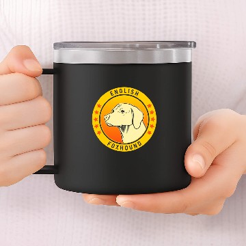 Discover English Foxhound Dog Portrait 14oz Stainless Steel Tumblers