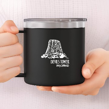 Discover Devils Tower Wyoming Art Illustration Tourist Souvenir Baseball Tees 14oz Stainless Steel Tumblers