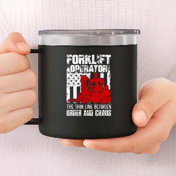 Discover Forklift Operator The Thin Line American Flag Baseball Tees 14oz Stainless Steel Tumblers