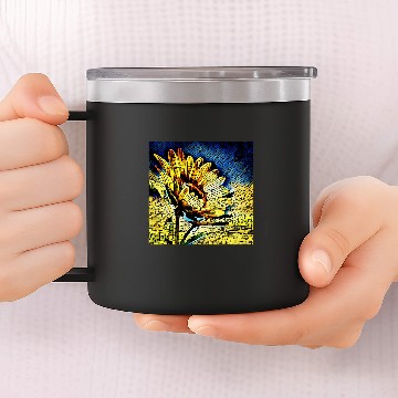Discover Sunflower Abstract Art Retro Sun Flower Zip 14oz Stainless Steel Tumblers
