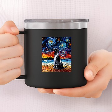 Discover English Springer Spaniel Beach Starry Night Dog Art by Aja 14oz Stainless Steel Tumblers