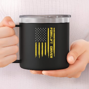Discover Forklift Operator Patriotic American Flag Forklift Driver 2 14oz Stainless Steel Tumblers