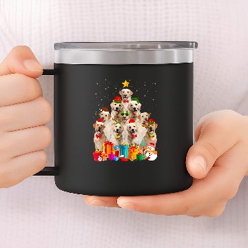 Discover Labrador Lab Dog Lover Matching Santa Christmas Tree 14oz Stainless Steel Tumblers