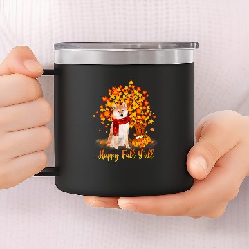Discover Dog Shiba Inu Happy Fall Yall Shiba Inu Dog Lovers Thanksgiving Halloween Baseball Tees 14oz Stainless Steel Tumblers