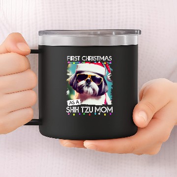 Discover First Christmas as a Shih Tzu mom 4 Baseball Tees 14oz Stainless Steel Tumblers