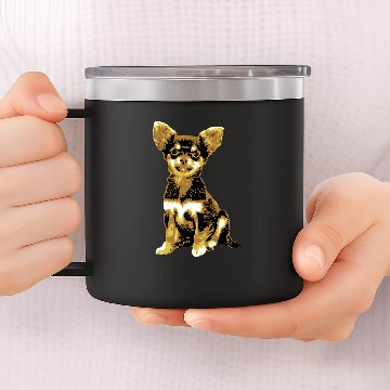 Discover Cute Retro Chihuahua with puppy eyes vintages illustration 1 Baseball Tees 14oz Stainless Steel Tumblers