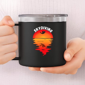 Discover Skydiving Gift vintages Sunset Skydiver Parachuting Parachutist 14oz Stainless Steel Tumblers