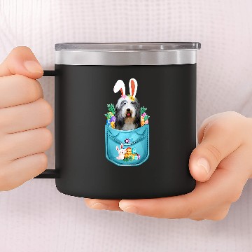 Discover Bunny Bearded Collie In Pocket Easter Day Eggs Bunny Dog 14oz Stainless Steel Tumblers