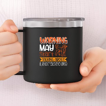 Discover Warning May Start Talking About Labradoodle Dog 14oz Stainless Steel Tumblers
