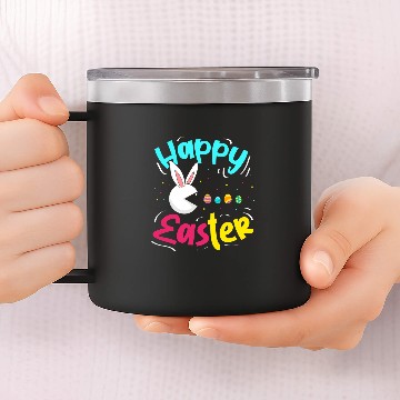 Discover Rabbits Happy Easter Cute Rabbit Eating Easter Eggs Easter Sunday Baseball Tees 14oz Stainless Steel Tumblers