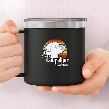 Discover Labrador Lab Dog Funny Dog The Labfather Lab Labrador Dad Retro Sunset 14oz Stainless Steel Tumblers
